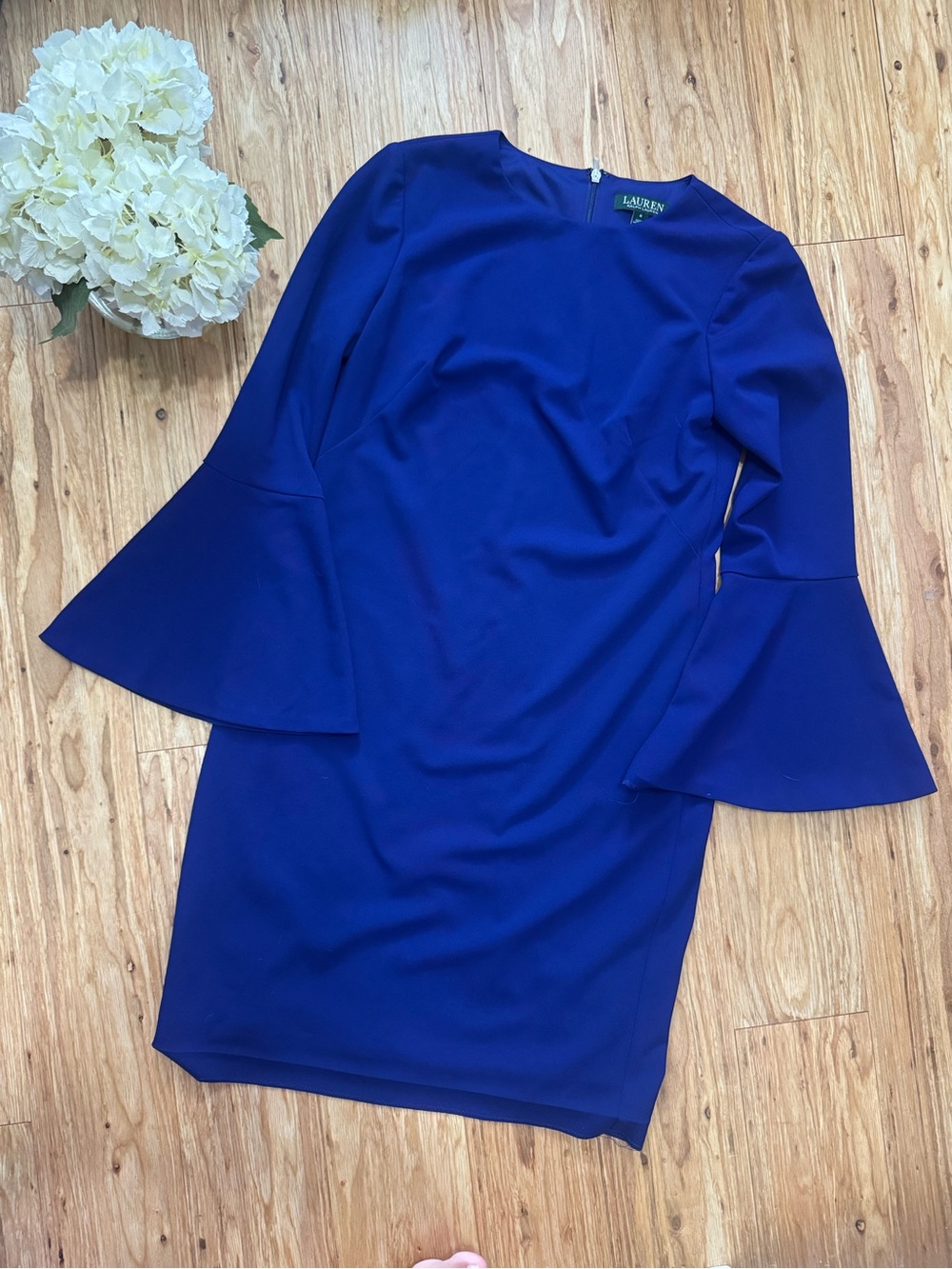 Ralph Lauren Royal Blue Bell Sleeve Sheath Dress